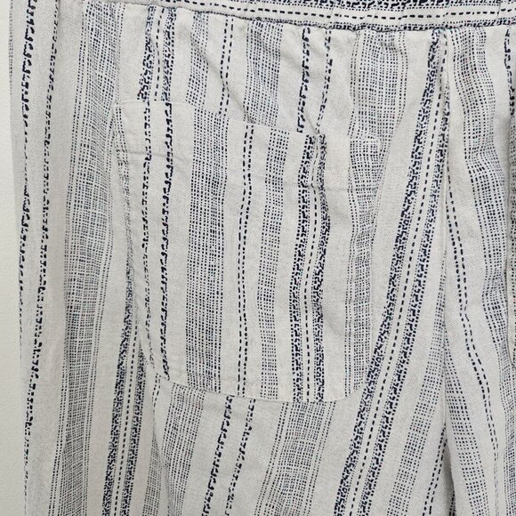 Jolt Womens Linen Blend Wide Leg Pants Size Large Stripe High Rise Waist M - Picture 6 of 8